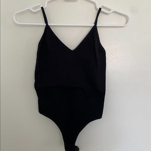 Black Ribbed Bodysuit